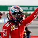 Pole sitter Kimi Raikkonen, Ferrari celebrates in parc ferme at Formula One World Championship, Rd14, Italian Grand Prix, Qualifying, Monza, Italy, Saturday 1 September 2018. © Steven Tee/LAT/Sutton Images