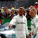 Lewis Hamilton, Mercedes AMG F1 and Valtteri Bottas, Mercedes AMG F1 W09 in parc ferme at Formula One World Championship, Rd14, Italian Grand Prix, Race, Monza, Italy, Sunday 2 September 2018. © Manuel Goria/Sutton Images