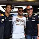 Sergio Aguero, Footballer with Daniel Ricciardo, Red Bull Racing and Max Verstappen, Red Bull Racing at Formula One World Championship, Rd14, Italian Grand Prix, Race, Monza, Italy, Sunday 2 September 2018. © Mark Sutton/Sutton Images