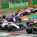 Carlos Sainz Jr, Renault Sport F1 Team R.S. 18, Esteban Ocon, Racing Point Force India VJM11, Lance Stroll, Williams FW41,ss and Pierre Gasly, Scuderia Toro Rosso STR13 and at the start of the race at Formula One World Championship, Rd14, Italian Grand Prix, Race, Monza, Italy, Sunday 2 September 2018. © Jerry Andre/Sutton Images