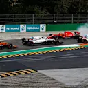 Sebastian Vettel, Ferrari SF71H spins after contact with Lewis Hamilton, Mercedes AMG F1 W09 on lap one at Formula One World Championship, Rd14, Italian Grand Prix, Race, Monza, Italy, Sunday 2 September 2018. © Manuel Goria/Sutton Images
