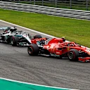 Kimi Raikkonen, Ferrari SF71H and Lewis Hamilton, Mercedes AMG F1 W09 battle at Formula One World Championship, Rd14, Italian Grand Prix, Race, Monza, Italy, Sunday 2 September 2018. © Manuel Goria/Sutton Images