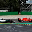 Kimi Raikkonen, Ferrari SF71H leads Lewis Hamilton, Mercedes AMG F1 W09 at Formula One World Championship, Rd14, Italian Grand Prix, Race, Monza, Italy, Sunday 2 September 2018. © Manuel Goria/Sutton Images