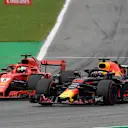 Sebastian Vettel, Ferrari SF71H and Daniel Ricciardo, Red Bull Racing RB14 battle at Formula One World Championship, Rd14, Italian Grand Prix, Race, Monza, Italy, Sunday 2 September 2018. © Mark Sutton/Sutton Images
