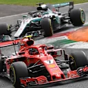 Kimi Raikkonen, Ferrari SF71H leads Lewis Hamilton, Mercedes AMG F1 W09 at Formula One World Championship, Rd14, Italian Grand Prix, Race, Monza, Italy, Sunday 2 September 2018. © Jerry Andre/Sutton Images