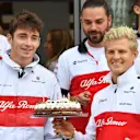 Alfa Romeo Sauber F1 Team birthday celebrations for Marcus Ericsson, Alfa Romeo Sauber F1 Team with Charles Leclerc, Alfa Romeo Sauber F1 Team at Formula One World Championship, Rd14, Italian Grand Prix, Race, Monza, Italy, Sunday 2 September 2018. © Jerry Andre/Sutton Images