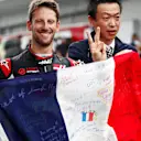 Romain Grosjean, Haas F1 Team with French flag at Formula One World Championship, Rd17, Japanese Grand Prix, Practice, Suzuka, Japan, Friday 5 October 2018.