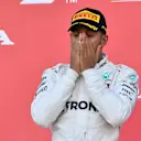 Race winner Lewis Hamilton, Mercedes AMG F1 celebrates on the podium at Formula One World Championship, Rd17, Japanese Grand Prix, Race, Suzuka, Japan, Sunday 7 October 2018.