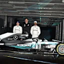 Valtteri Bottas (FIN) Mercedes-AMG F1, Toto Wolff (AUT) Mercedes AMG F1 Director of Motorsport and Lewis Hamilton (GBR) Mercedes-AMG F1 at Mercedes-AMG F1 W09 EQ Power+ Launch and First Run, Silverstone, England, 22 February 2018. © Simon Galloway/Sutton