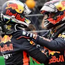 Daniel Ricciardo, Red Bull Racing and Max Verstappen, Red Bull Racing celebrate in parc ferme at Formula One World Championship, Rd19, Mexican Grand Prix, Qualifying, Circuit Hermanos Rodriguez, Mexico City, Mexico, Saturday 27 October 2018.