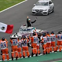 Sergio Perez, Racing Point Force India on the drivers parade and marshals at Formula One World Championship, Rd19, Mexican Grand Prix, Race, Circuit Hermanos Rodriguez, Mexico City, Mexico, Sunday 28 October 2018.