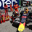 Max Verstappen (NED) Red Bull Racing RB14 looks at his crashed car in FP3 at Formula One World Championship, Rd6, Monaco Grand Prix, Qualifying, Monte-Carlo, Monaco, Saturday 26 May 2018. © Jerry Andre/Sutton Images
