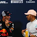 Daniel Ricciardo (AUS) Red Bull Racing and Lewis Hamilton (GBR) Mercedes-AMG F1 in the Press Conference at Formula One World Championship, Rd6, Monaco Grand Prix, Qualifying, Monte-Carlo, Monaco, Saturday 26 May 2018. © Manuel Goria/Sutton Images