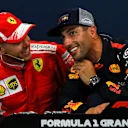 Sebastian Vettel (GER) Ferrari and Daniel Ricciardo (AUS) Red Bull Racing in the Press Conference at Formula One World Championship, Rd6, Monaco Grand Prix, Qualifying, Monte-Carlo, Monaco, Saturday 26 May 2018. © Manuel Goria/Sutton Images