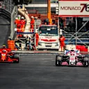 Kimi Raikkonen (FIN) Ferrari SF-71H and Esteban Ocon (FRA) Force India VJM11 at Formula One World Championship, Rd6, Monaco Grand Prix, Qualifying, Monte-Carlo, Monaco, Saturday 26 May 2018. © Manuel Goria/Sutton Images