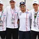 From Sunday...   Perez Force India with Norwegian Olympic Ski Jumping Champions Andreas Stjernen, Robert Johansson and Johann Andre Forfang at F1 World Championship, Rd6, Monaco Grand Prix, Race, Monte-Carlo, Sunday 27 May 2018. © Jerry Andre/Sutton Images