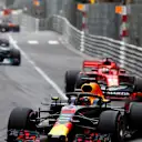 Daniel Ricciardo (AUS) Red Bull Racing RB14 leads Sebastian Vettel (GER) Ferrari SF-71H at the start of the race at Formula One World Championship, Rd6, Monaco Grand Prix, Race, Monte-Carlo, Monaco, Sunday 27 May 2018. © Andy Hone/LAT/Sutton Images