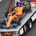 The car of Race retiree Fernando Alonso (ESP) McLaren MCL33 is recovered at Formula One World Championship, Rd6, Monaco Grand Prix, Race, Monte-Carlo, Monaco, Sunday 27 May 2018. © Jerry Andre/Sutton Images