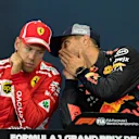 Sebastian Vettel (GER) Ferrari and Daniel Ricciardo (AUS) Red Bull Racing in the Press Conference at Formula One World Championship, Rd6, Monaco Grand Prix, Race, Monte-Carlo, Monaco, Sunday 27 May 2018. © Manuel Goria/Sutton Images