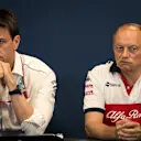 Toto Wolff (AUT) Mercedes AMG F1 Director of Motorsport and Frederic Vasseur (FRA) Alfa Romeo Sauber F1 Team, Team Principal in the Press Conference at Formula One World Championship, Rd6, Monaco Grand Prix, Practice, Monte-Carlo, Monaco, Thursday 24 May 2018. © Manuel Goria/Sutton Images