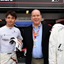 Charles Leclerc (MON) Alfa Romeo Sauber F1 Team and HSH Prince Albert of Monaco (MON) at Formula One World Championship, Rd6, Monaco Grand Prix, Practice, Monte-Carlo, Monaco, Thursday 24 May 2018. © Mark Sutton/Sutton Images