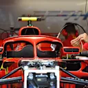 Ferrari SF-71H in the garage with halo mirrors at Formula One World Championship, Rd6, Monaco Grand Prix, Preparations, Monte-Carlo, Monaco, Wednesday 23 May 2018. © Mark Sutton/Sutton Images