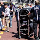 Force India F1 mechanic and Pirelli tyres at Formula One World Championship, Rd6, Monaco Grand Prix, Preparations, Monte-Carlo, Monaco, Wednesday 23 May 2018. © Manuel Goria/Sutton Images