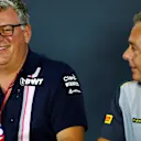 Otmar Szafnauer, Racing Point Force India Team Principal and Mario Isola, Pirelli Sporting Director in the Press Conference at Formula One World Championship, Rd16, Russian Grand Prix, Practice, Sochi Autodrom, Sochi, Krasnodar Krai, Russia, Friday 28 September 2018.