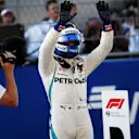 Pole sitter Valtteri Bottas, Mercedes AMG F1 celebrates in parc ferme at Formula One World Championship, Rd16, Russian Grand Prix, Qualifying, Sochi Autodrom, Sochi, Krasnodar Krai, Russia, Saturday 29 September 2018.