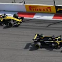 Nico Hulkenberg, Renault Sport F1 Team R.S. 18 and Carlos Sainz, Renault Sport F1 Team R.S. 18 at Formula One World Championship, Rd16, Russian Grand Prix, Race, Sochi Autodrom, Sochi, Krasnodar Krai, Russia, Sunday 30 September 2018.