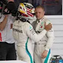 Lewis Hamilton, Mercedes AMG F1 and Valtteri Bottas, Mercedes AMG F1 in parc ferme at Formula One World Championship, Rd16, Russian Grand Prix, Race, Sochi Autodrom, Sochi, Krasnodar Krai, Russia, Sunday 30 September 2018.