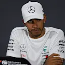 Lewis Hamilton, Mercedes AMG F1 in the Press Conference at Formula One World Championship, Rd16, Russian Grand Prix, Race, Sochi Autodrom, Sochi, Krasnodar Krai, Russia, Sunday 30 September 2018.