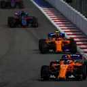 Fernando Alonso, McLaren MCL33 leads Stoffel Vandoorne, McLaren MCL33 at Formula One World Championship, Rd16, Russian Grand Prix, Race, Sochi Autodrom, Sochi, Krasnodar Krai, Russia, Sunday 30 September 2018.
