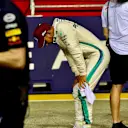 Lewis Hamilton, Mercedes AMG F1 celebrates in parc ferme at Formula One World Championship, Rd15, Singapore Grand Prix, Qualifying, Marina Bay Circuit, Singapore, Saturday 15 September 2018.