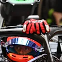 Romain Grosjean, Haas F1 Team VF-18 Alpinestars gloves at Formula One World Championship, Rd15, Singapore Grand Prix, Qualifying, Marina Bay Circuit, Singapore, Saturday 15 September 2018.