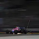 Esteban Ocon, Racing Point Force India VJM11 sparks at Formula One World Championship, Rd15, Singapore Grand Prix, Qualifying, Marina Bay Circuit, Singapore, Saturday 15 September 2018.