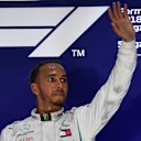 Race winner Lewis Hamilton, Mercedes-AMG F1 W09 EQ Power+ celebrates on the podium  at Formula One World Championship, Rd15, Singapore Grand Prix, Race, Marina Bay Circuit, Singapore, Sunday 16 September 2018.