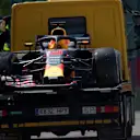 The crashed car of Daniel Ricciardo (AUS) Red Bull Racing RB14 is recovered in FP1 at Formula One World Championship, Rd5, Spanish Grand Prix, Practice, Barcelona, Spain, Friday 11 May 2018. © Rubio/Sutton Images