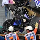The crashed car of Brendon Hartley (NZL) Scuderia Toro Rosso STR13 is recovered in FP3 at Formula One World Championship, Rd5, Spanish Grand Prix, Qualifying, Barcelona, Spain, Saturday 12 May 2018. © Mark Sutton/Sutton Images