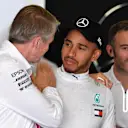 Lewis Hamilton (GBR) Mercedes-AMG F1 and Thomas Weber (GER) Member of the Board of Management at Formula One World Championship, Rd5, Spanish Grand Prix, Qualifying, Barcelona, Spain, Saturday 12 May 2018. © Mark Sutton/Sutton Images