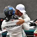 Pole sitter Lewis Hamilton (GBR) Mercedes-AMG F1 celebrates with Valtteri Bottas (FIN) Mercedes-AMG F1 in parc ferme at Formula One World Championship, Rd5, Spanish Grand Prix, Qualifying, Barcelona, Spain, Saturday 12 May 2018. © Jerry Andre/Sutton Images