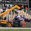 The crashed car of Brendon Hartley (NZL) Scuderia Toro Rosso STR13 is recovered in FP3 at Formula One World Championship, Rd5, Spanish Grand Prix, Qualifying, Barcelona, Spain, Saturday 12 May 2018. © Mark Sutton/Sutton Images