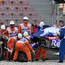 The crashed car of Brendon Hartley (NZL) Scuderia Toro Rosso STR13 is recovered in FP3 at Formula One World Championship, Rd5, Spanish Grand Prix, Qualifying, Barcelona, Spain, Saturday 12 May 2018. © Mark Sutton/Sutton Images