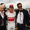 Charles Leclerc (MON) Alfa Romeo Sauber F1 Team and Peter Sauber (SUI) on the grid at Formula One World Championship, Rd5, Spanish Grand Prix, Race, Barcelona, Spain, Sunday 13 May 2018. © Mark Sutton/Sutton Images