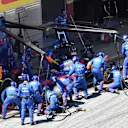 Brendon Hartley (NZL) Scuderia Toro Rosso STR13 pit stop at Formula One World Championship, Rd5, Spanish Grand Prix, Race, Barcelona, Spain, Sunday 13 May 2018. © Jerry Andre/Sutton Images