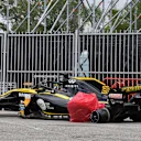 The crashed car of race retiree Nico Hulkenberg (GER) Renault Sport F1 Team RS18 at Formula One World Championship, Rd5, Spanish Grand Prix, Race, Barcelona, Spain, Sunday 13 May 2018. © Mark Sutton/Sutton Images