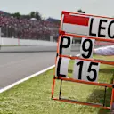 Pit board for Charles Leclerc (MON) Alfa Romeo Sauber C37 at Formula One World Championship, Rd5, Spanish Grand Prix, Race, Barcelona, Spain, Sunday 13 May 2018. © Mark Sutton/Sutton Images