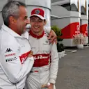 Charles Leclerc (MON) Alfa Romeo Sauber F1 Team celebrates tenth place with Beat Zehnder (SUI) Alfa Romeo Sauber F1 Team Manager at Formula One World Championship, Rd5, Spanish Grand Prix, Race, Barcelona, Spain, Sunday 13 May 2018. © Mark Sutton/Sutton Images