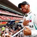 Race winner Lewis Hamilton (GBR) Mercedes-AMG F1 celebrates with the fans at Formula One World Championship, Rd5, Spanish Grand Prix, Race, Barcelona, Spain, Sunday 13 May 2018. © Sam Bloxham/LAT/Sutton Images