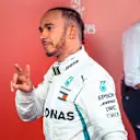 Lewis Hamilton (GBR) Mercedes-AMG F1 celebrates in parc ferme at Formula One World Championship, Rd5, Spanish Grand Prix, Race, Barcelona, Spain, Sunday 13 May 2018. © Manuel Goria/Sutton Images